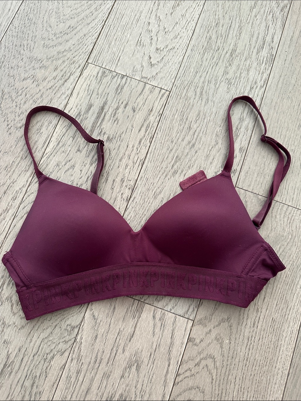 Everyday Wireless Molded Bra in Plum with Pink Victoria Secret Band